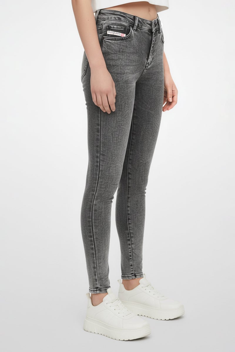 DIESEL Women Skinny Fit Washed Jeans, Grey - Image 3
